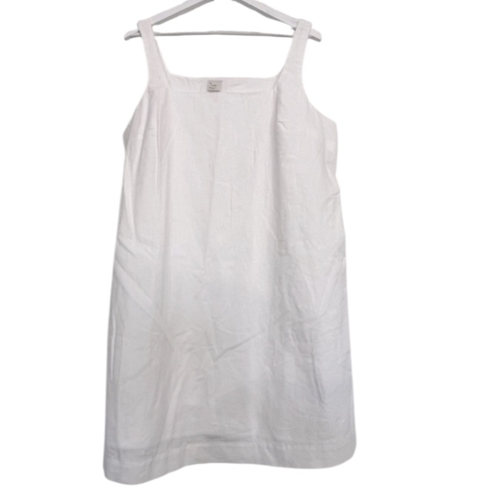 a new day Linen/Cotton White Shift Tank Mini Dress 100% Cotton Lined XL SOOL - Picture 3 of 9